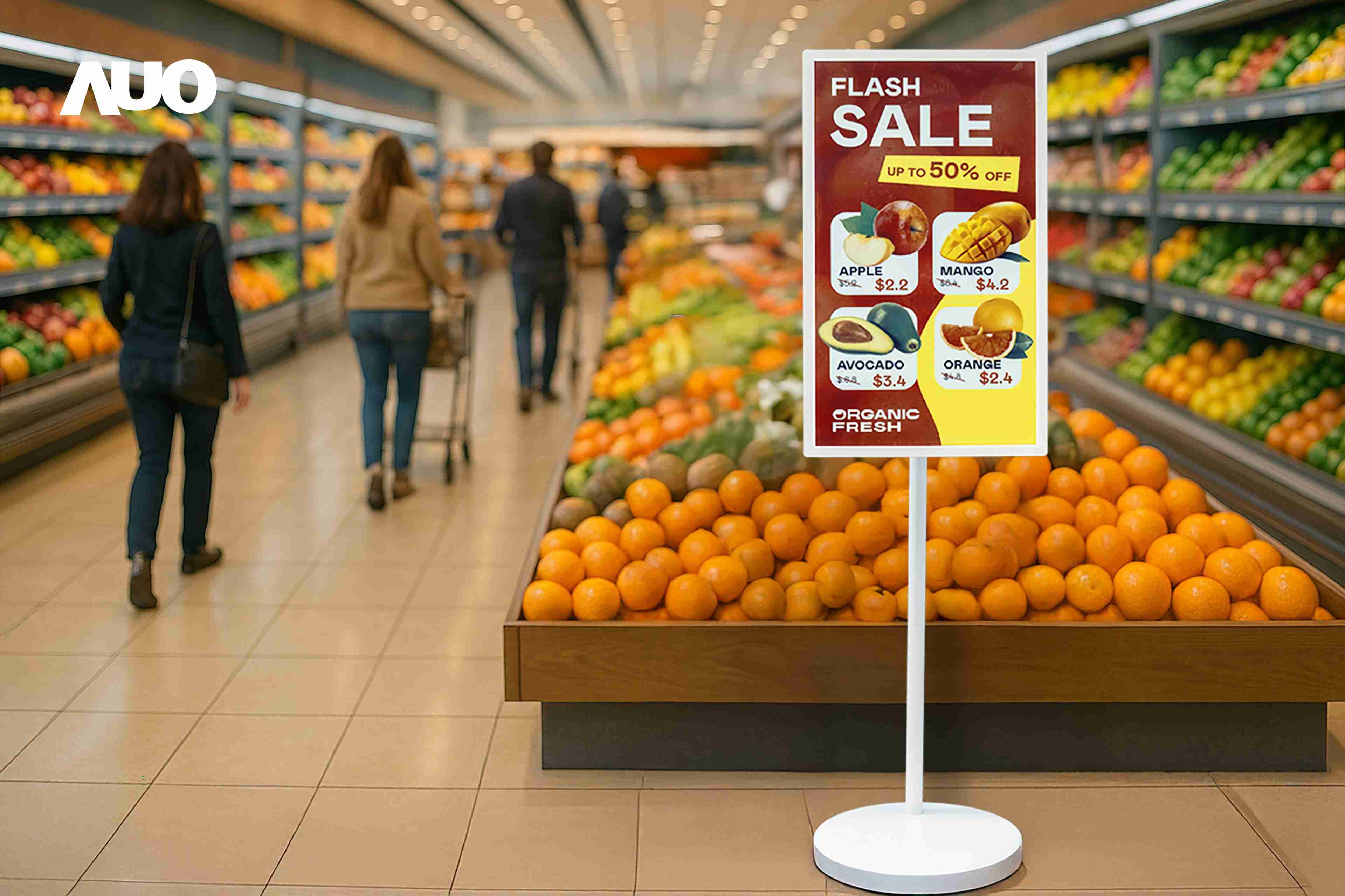 达擎首亮相低功耗、、、全彩的〝aecoPost电子纸解决方案〞，，，仅在更新画面时需要微量的电力驱动，，，，无需布建电线的便捷设计，，使其可灵活应用、、、、随意置放，，并可透过云端或行动装置app，，，，轻松管理及排程广告内容，，晋升店头营销利器。。。